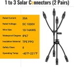 BougeRV Solar Y Branch Connectors 1 to 3: Parallel Panel Connections Kit