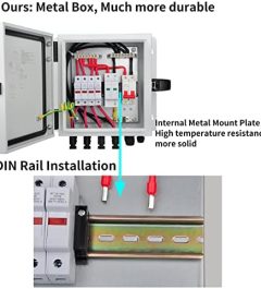 PowGrow 4-String Metal Solar Combiner Box with Surge Protection
