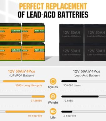 ECO-WORTHY 48V 50Ah LiFePO4 Lithium Battery Pack for Various Applications