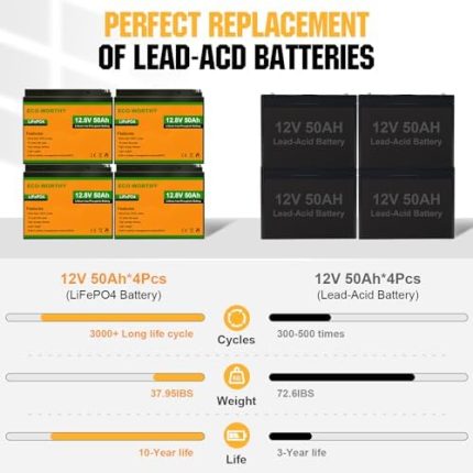 ECO-WORTHY 48V 50Ah LiFePO4 Lithium Battery Pack for Various Applications