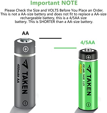 Taken 14430 8-Pack Rechargeable Solar Batteries with Charger