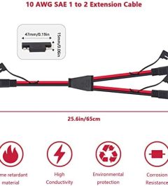 Billion wealth SAE Connector Y Splitter Extension Cable for Solar Connection