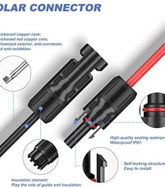 SUNSUL 5FT 10AWG Solar Panel Wire with Connectors for Off-Grid Use