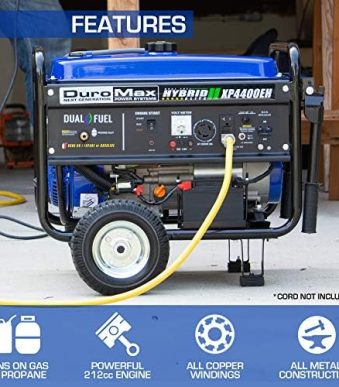 DuroMax XP4400EH Dual Fuel Portable Generator for Camping