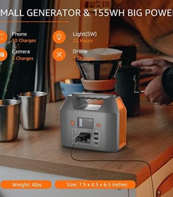 EnginStar 150W Portable Power Station with Portable Power Bank
