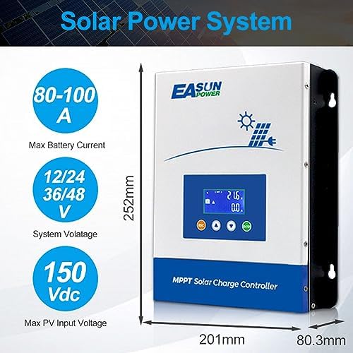 POWLAND 100A MPPT Solar Charge Controller with LCD Display