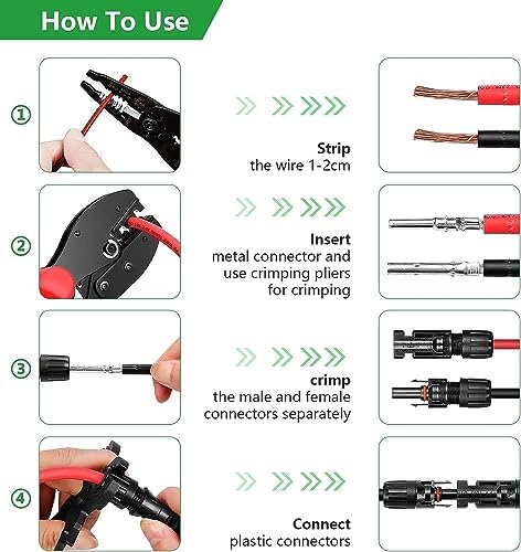 Oududianzi Solar Crimper Kit for PV Cable Connectors and Wire
