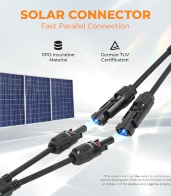 Pjerjzn Solar Panel Y Branch Splitter Connector 30A 1x4MM (1 Pair)