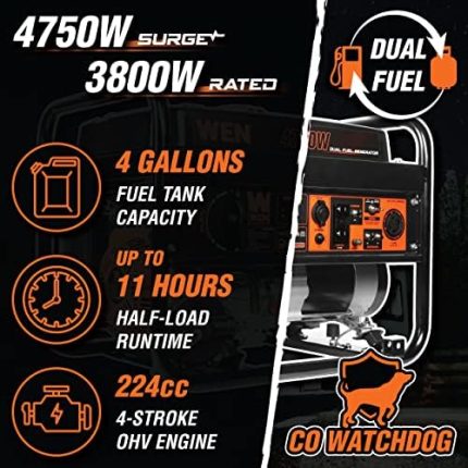 WEN DF472X: 4750W Dual Fuel Portable Generator