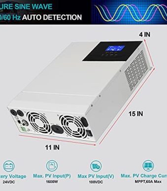 Powland 3000W Solar Inverter with Built-in MPPT Charge Controller
