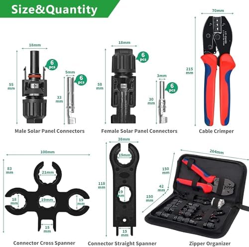 Oududianzi Solar Crimper Kit for PV Cable Connectors and Wire