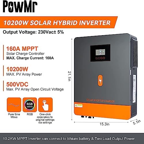 PowMr 10200W Solar Inverter 48V DC to 220V/230V AC