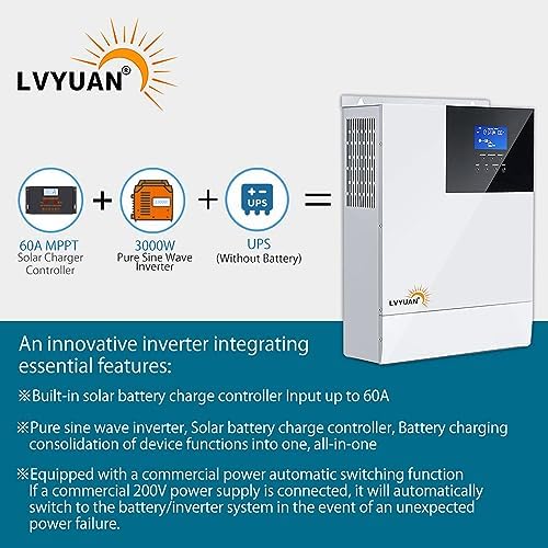 LVYUAN Solar Hybrid Charger Inverter: 3000W Pure Sine Wave