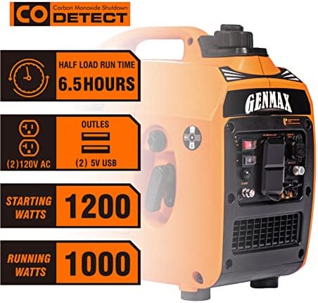 GENMAX 1200W Ultra-Quiet Inverter Generator: Portable & Efficient