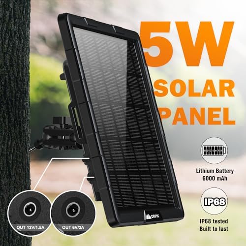 ORIPIK 12V Solar Panel: for Game Camera Lithium Charger