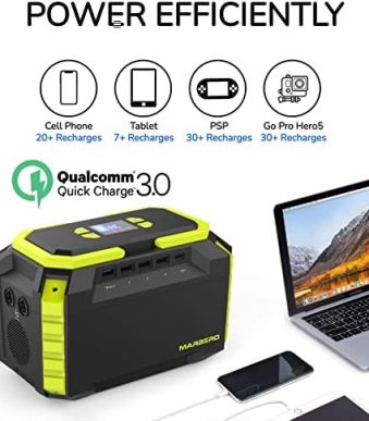 MARBERO Portable 222Wh Power Station with AC, DC, USB Ports