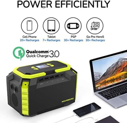 MARBERO Portable 222Wh Power Station with AC, DC, USB Ports