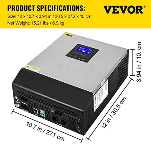 VEVOR 3KVA Hybrid Solar Inverter with PWM Controller