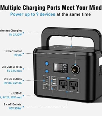 Powkey Portable 350W Power Station for Outdoors and Emergencies