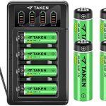 Taken 14430 8-Pack Rechargeable Solar Batteries with Charger