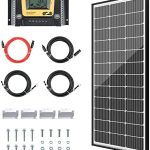 JJN 100W 12V Solar Panel Kit with Controller, Mounting Brackets, Cables