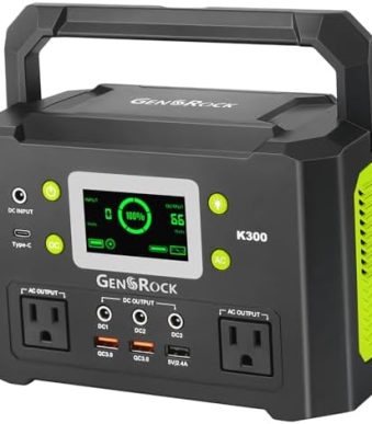 GENSROCK Portable 300W Power Station with Solar Generator
