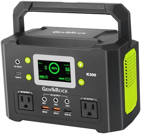 GENSROCK Portable 300W Power Station with Solar Generator