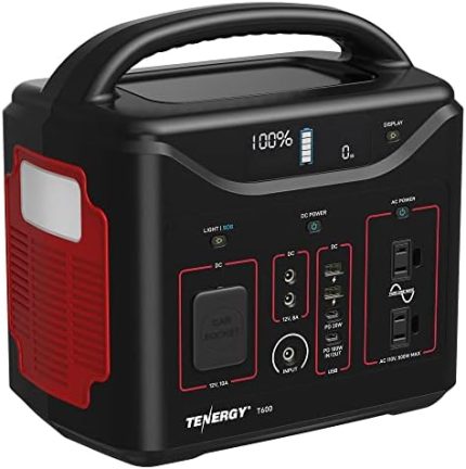 Tenergy Portable Power Station 600Wh Battery and 3x 500W AC Outlets