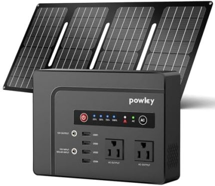 Powkey Portable Power Station with Solar Panel for Emergency Use