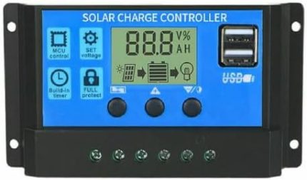 JahyShow Solar Charge Controller with Dual USB Port and LCD Display