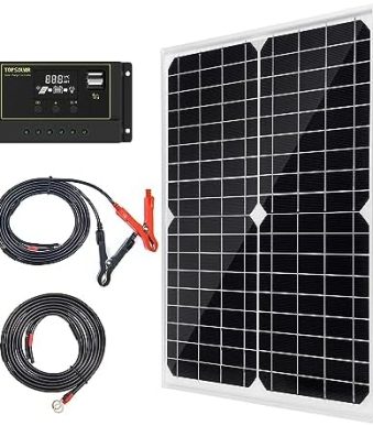 Topsolar 20W 12V Solar Panel Kit with Charge Controller