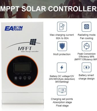 Easunpower 80A MPPT Solar Charger Regulator for Diverse Batteries