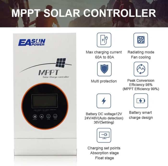 Easunpower 80A MPPT Solar Charger Regulator for Diverse Batteries