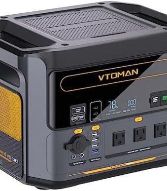 vtoman portable power station with 1500w ac outlets and fast recharge