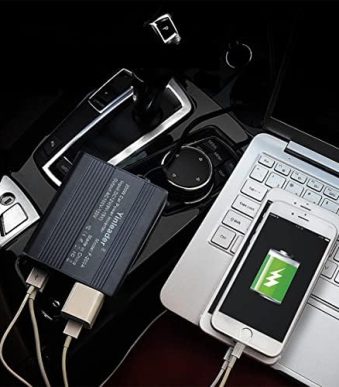 yinleader 200w car power inverter with usb and ac outlets in black