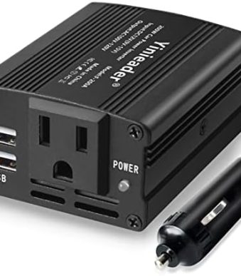yinleader 200w car power inverter with usb and ac outlets in black