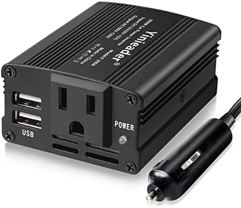 yinleader 200w car power inverter with usb and ac outlets in black
