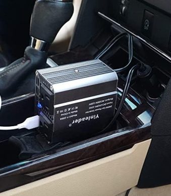 yinleader 200w car power inverter with usb ports, grey
