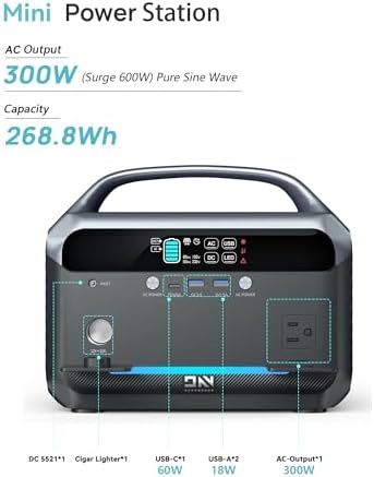 daranener 300w portable power station for cpap and camping
