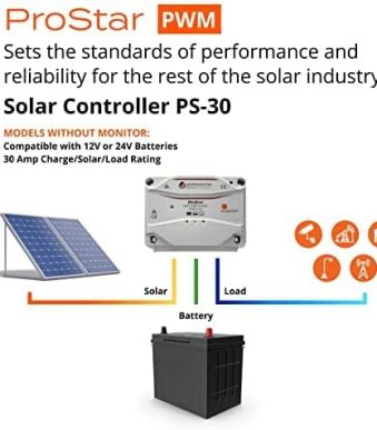 morningstar prostar 30a pwm solar charge controller for 12v/24v batteries