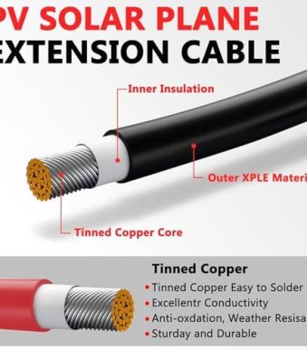 oududianzi 50ft solar panel extension cable kit for rv, photovoltaic systems