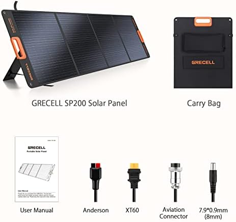 grecell portable 200w solar panel charger with waterproof ip65 case