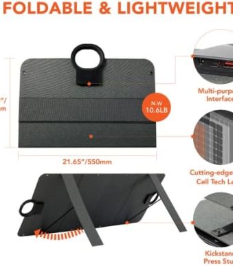 manusage 100w portable solar panel for outdoor camping with durable cable