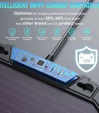 sun energise 5w 12v solar battery charger with smart controller, waterproof