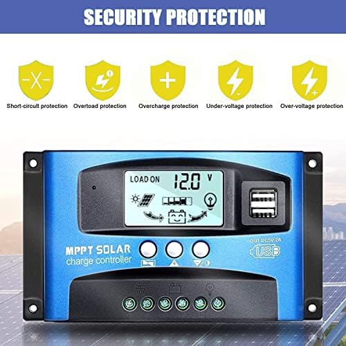 ooycyoo 100a mppt solar charge controller with lcd display and dual usb