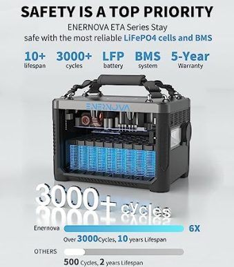 enernova portable power station with 600w ac outlets and solar generator