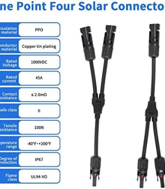 vemote 10awg solar y branch cable, waterproof 2 to 1 adapter