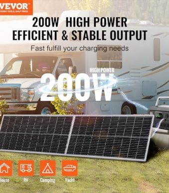 vevor 200w solar panel kit: 23% efficiency, waterproof, off-grid