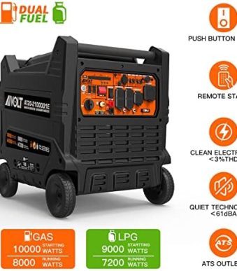 aivolt dual fuel portable inverter generator - 10000w electric start