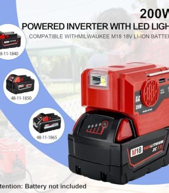 waxpar 200w power inverter for milwaukee m18 18v battery